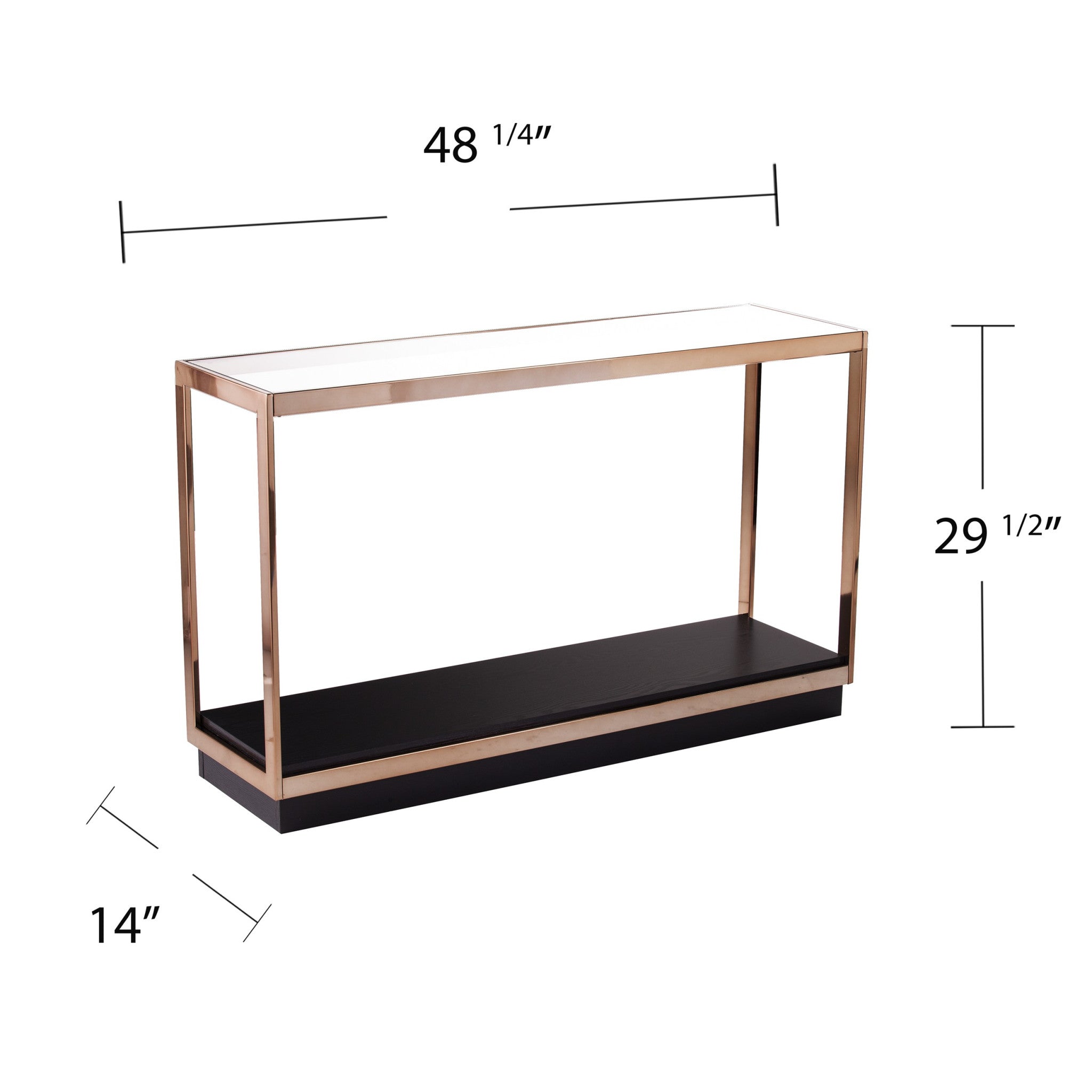 48" Clear Black and Champagne Glass Floor Shelf Console Table With Shelf-8