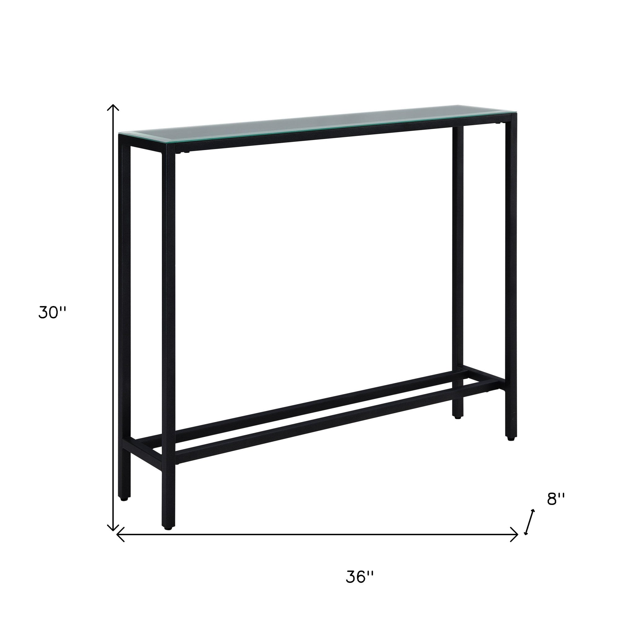36" Black Mirrored Glass Console Table-7