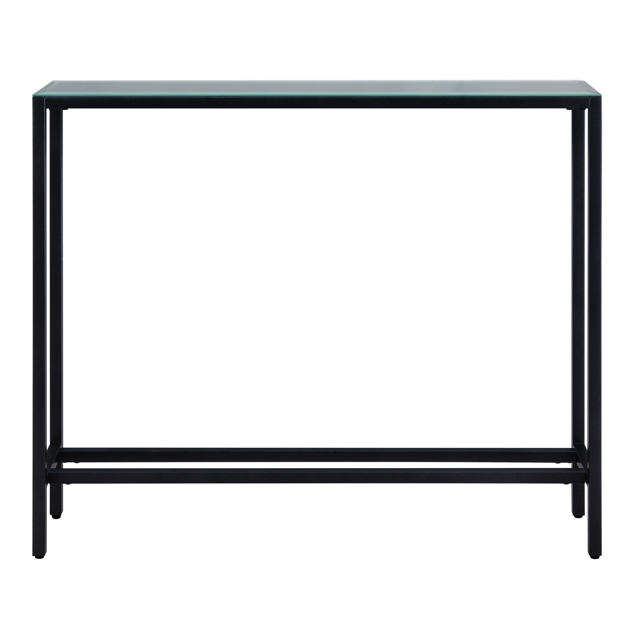 36" Black Mirrored Glass Console Table-2