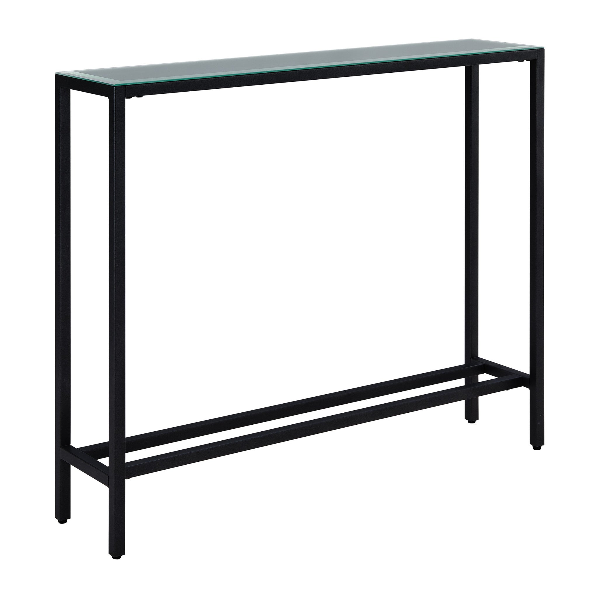 36" Black Mirrored Glass Console Table-1