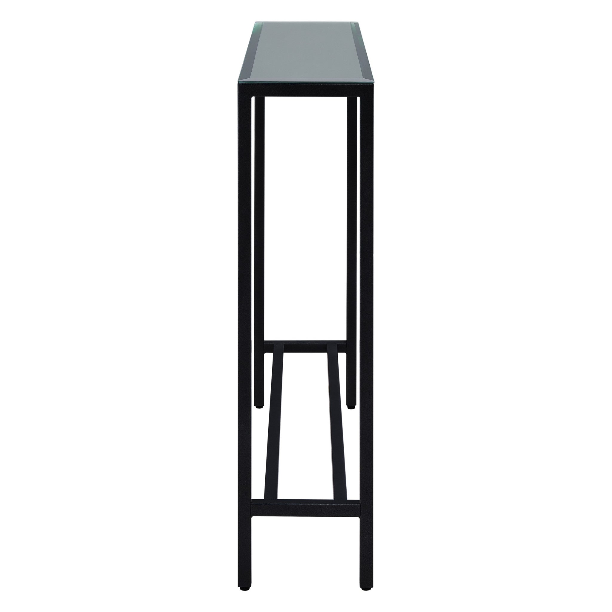 36" Black Mirrored Glass Console Table-3