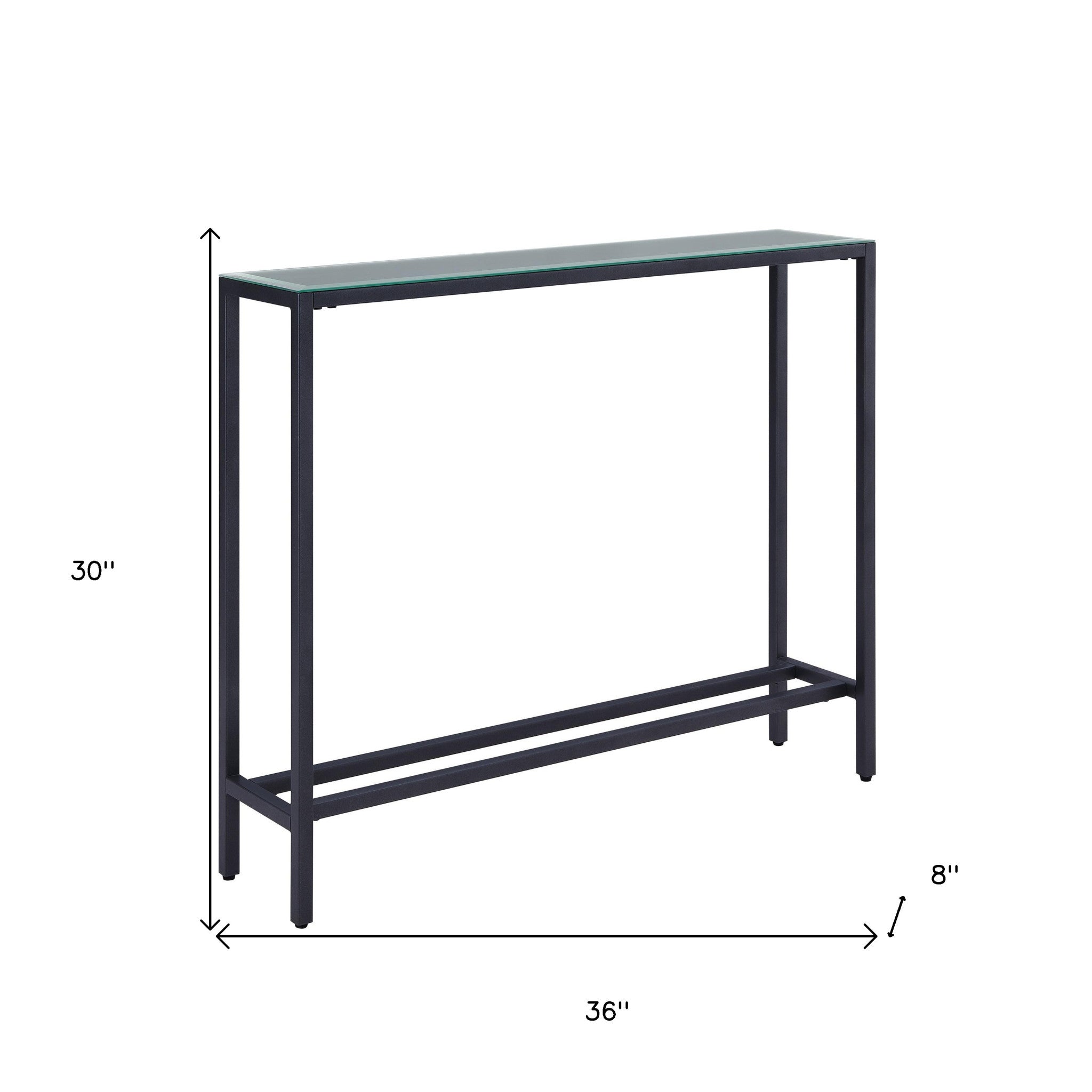 36" Black and Gunmetal Mirrored Glass Console Table-8