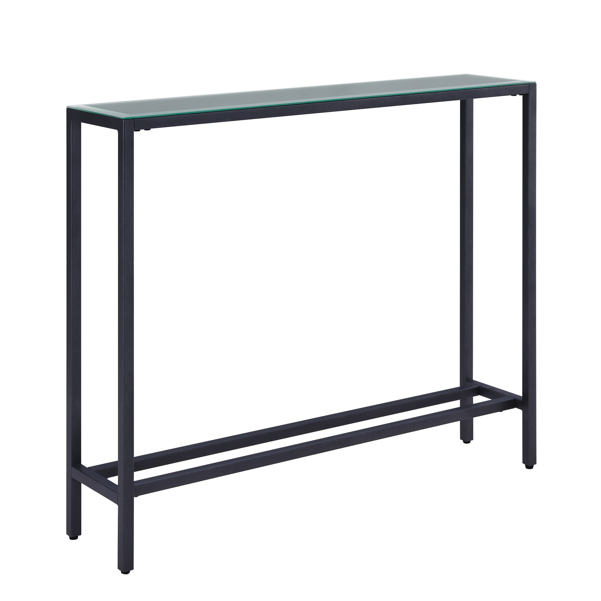 36" Black and Gunmetal Mirrored Glass Console Table-0