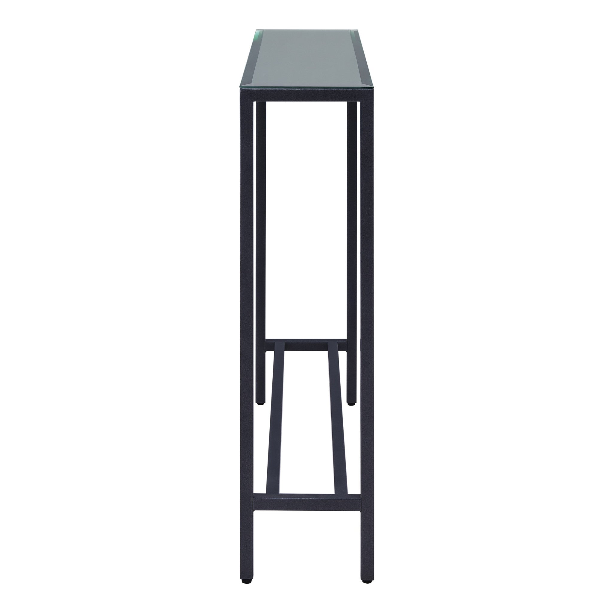 36" Black and Gunmetal Mirrored Glass Console Table-2