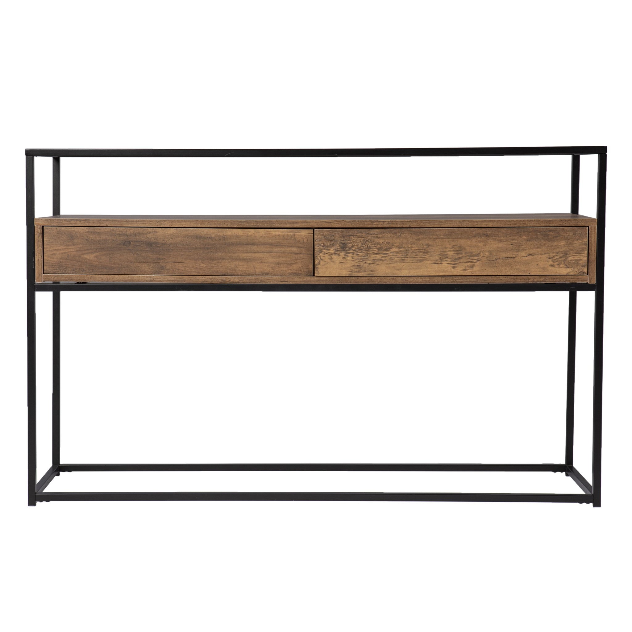 48" Clear and Black Glass Frame Console Table With Storage With Storage-1