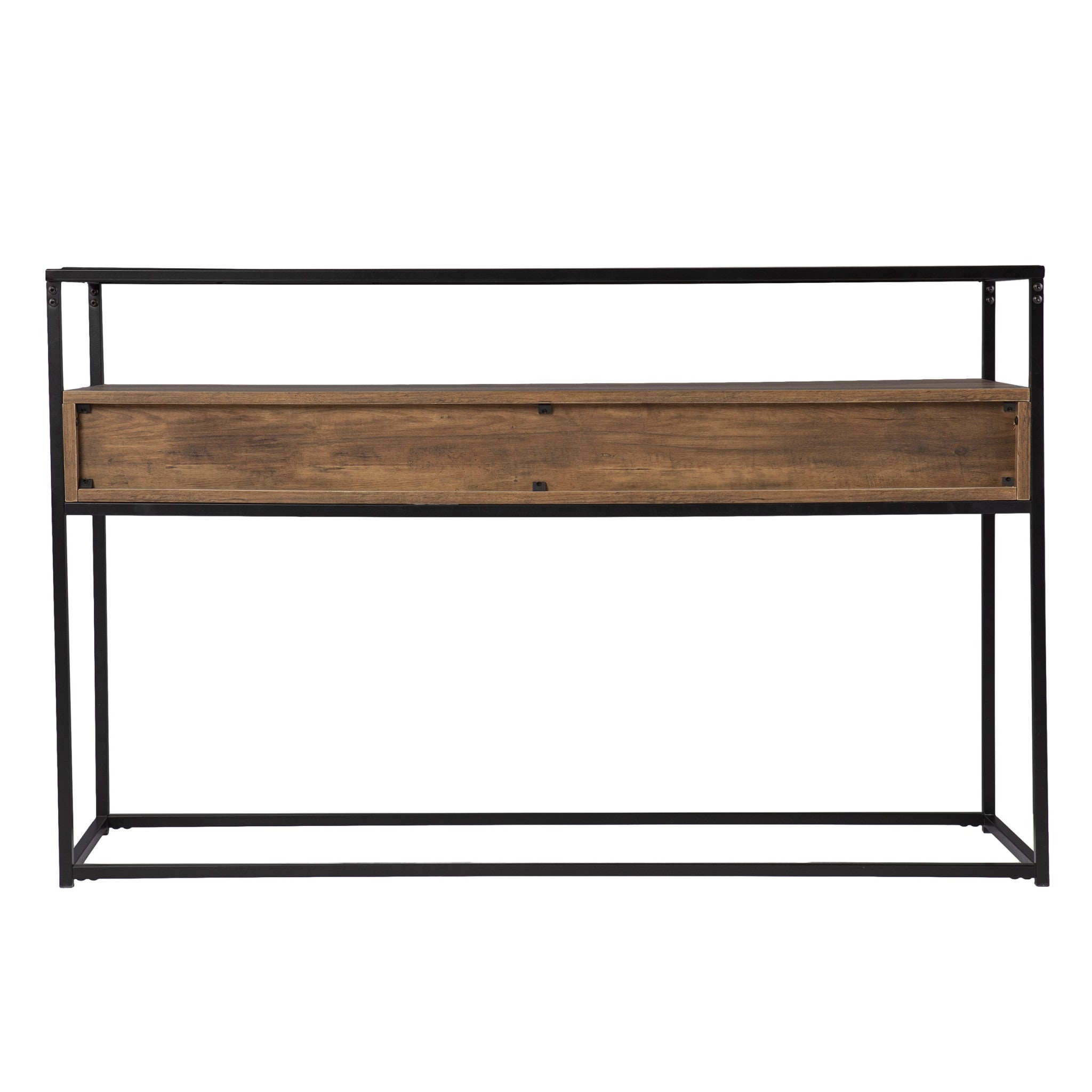 48" Clear and Black Glass Frame Console Table With Storage With Storage-3