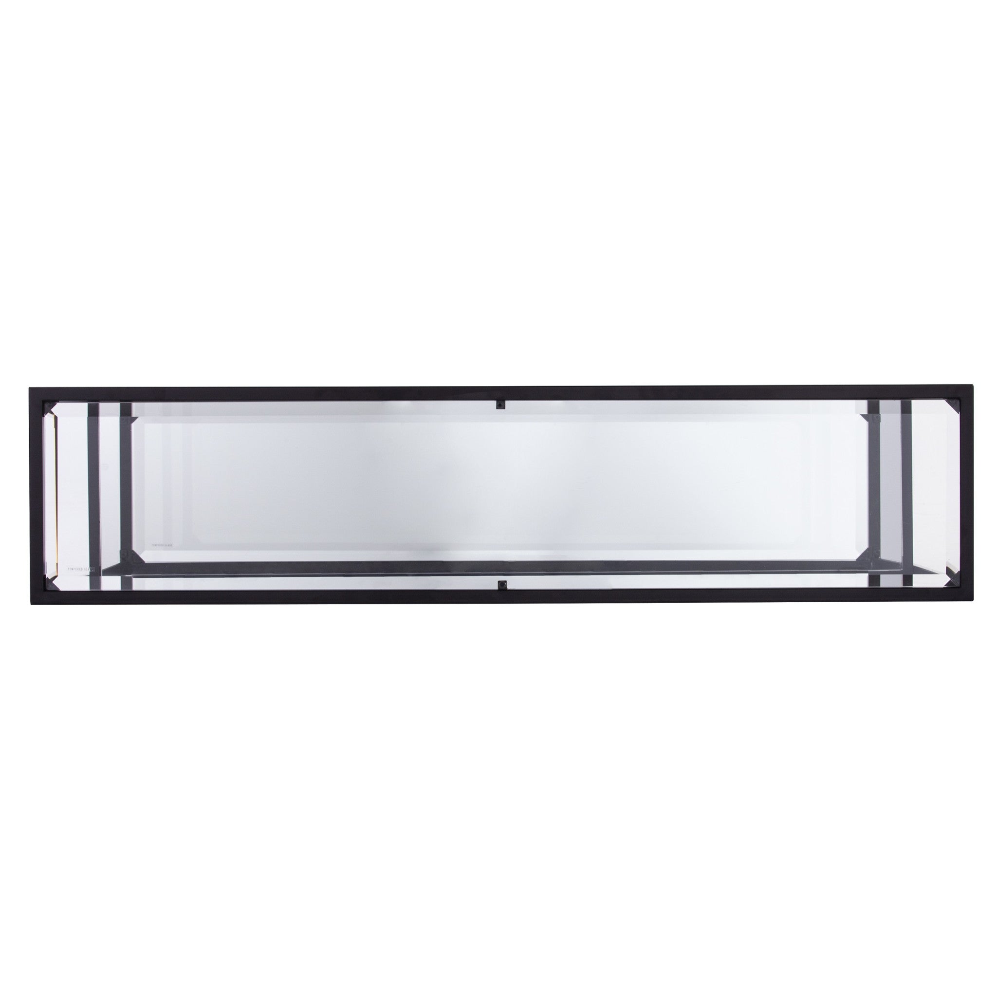 52" Clear and Black Glass Mirrored Sled Console Table With Shelves-4