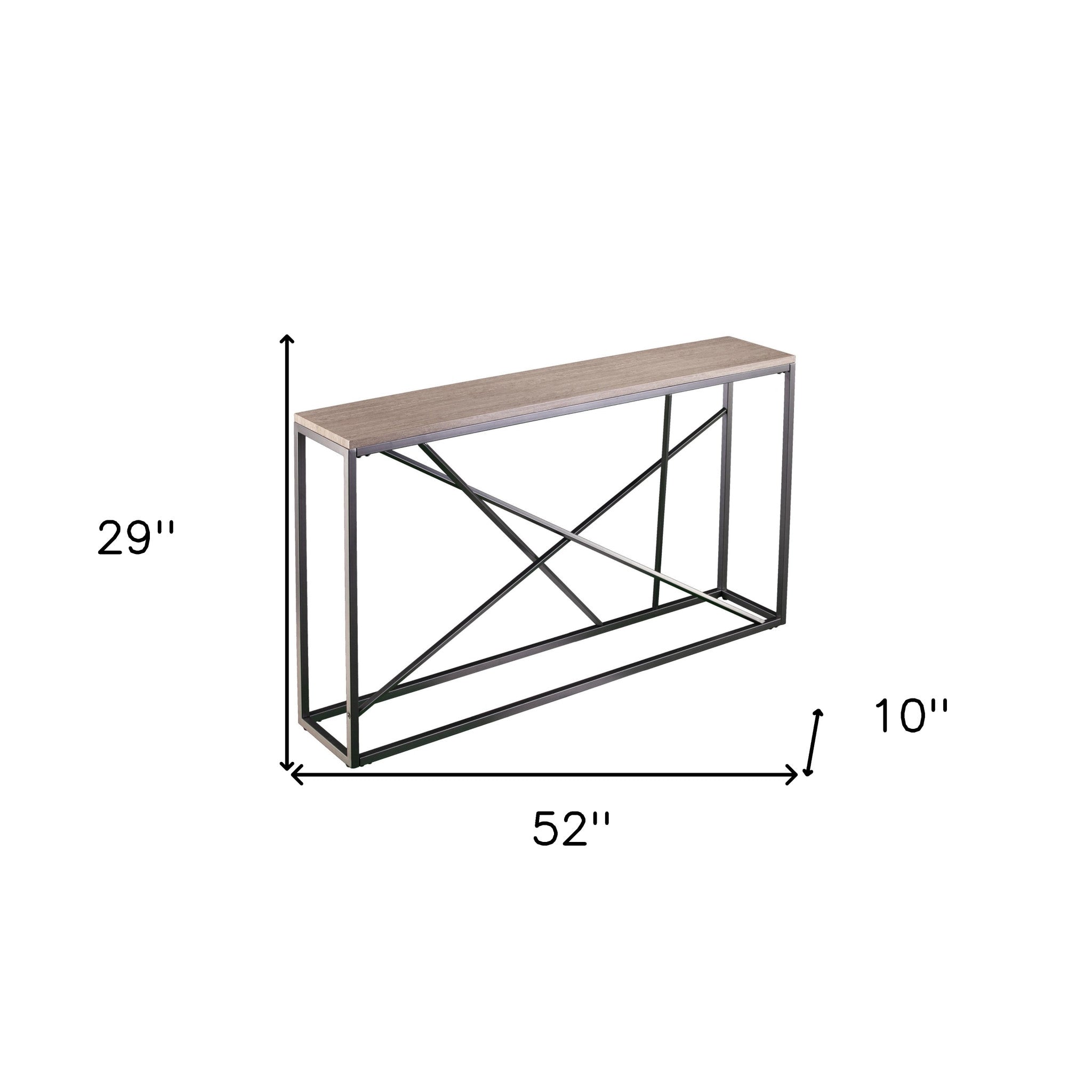52" Taupe and Gray Faux Stone Frame Console Table-6