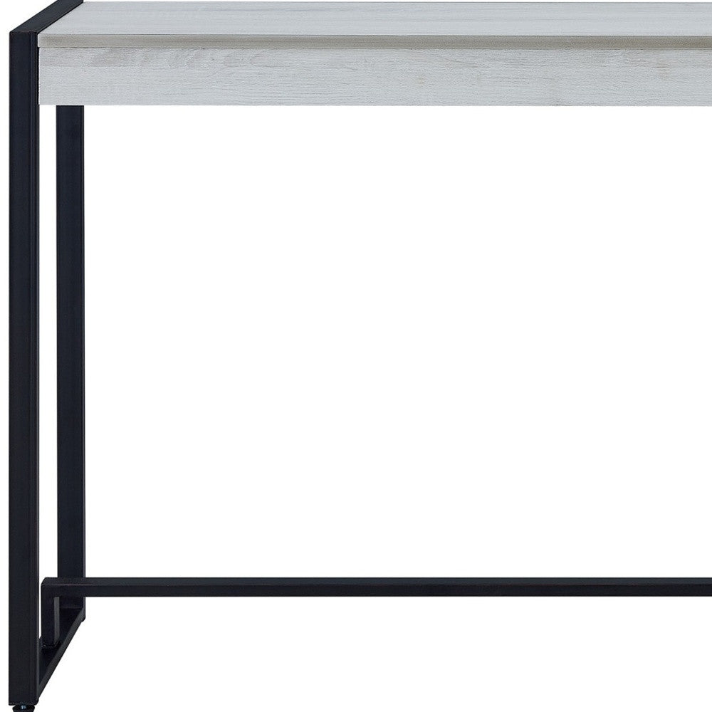 54" White and Black Distressed Sled Console Table-6