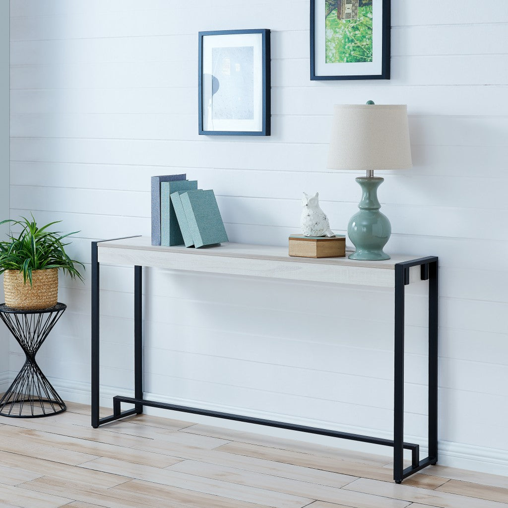 54" White and Black Distressed Sled Console Table-7
