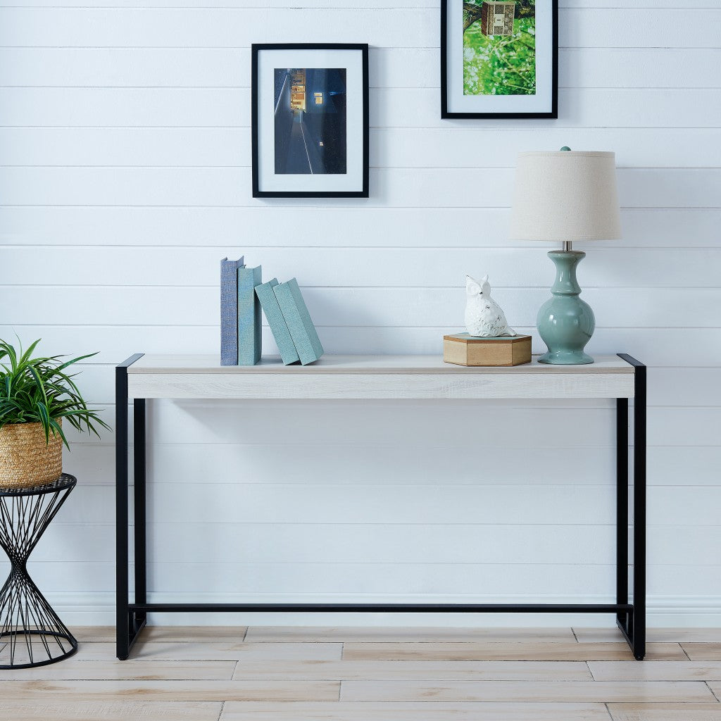 54" White and Black Distressed Sled Console Table-8