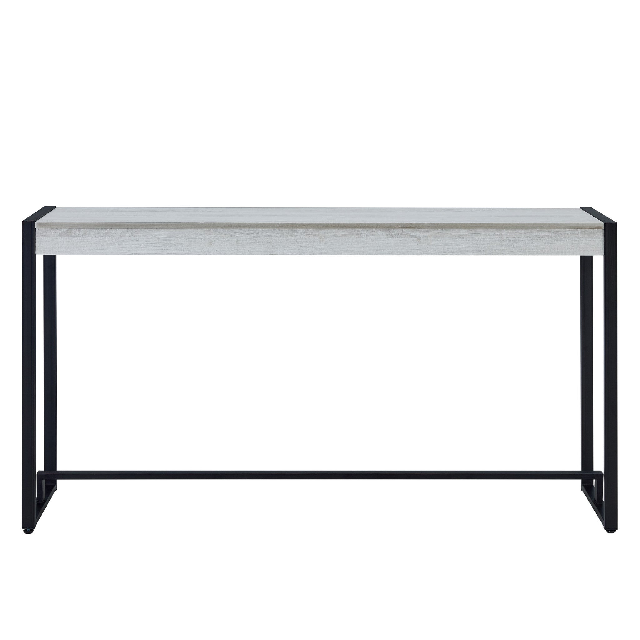 54" White and Black Distressed Sled Console Table-1