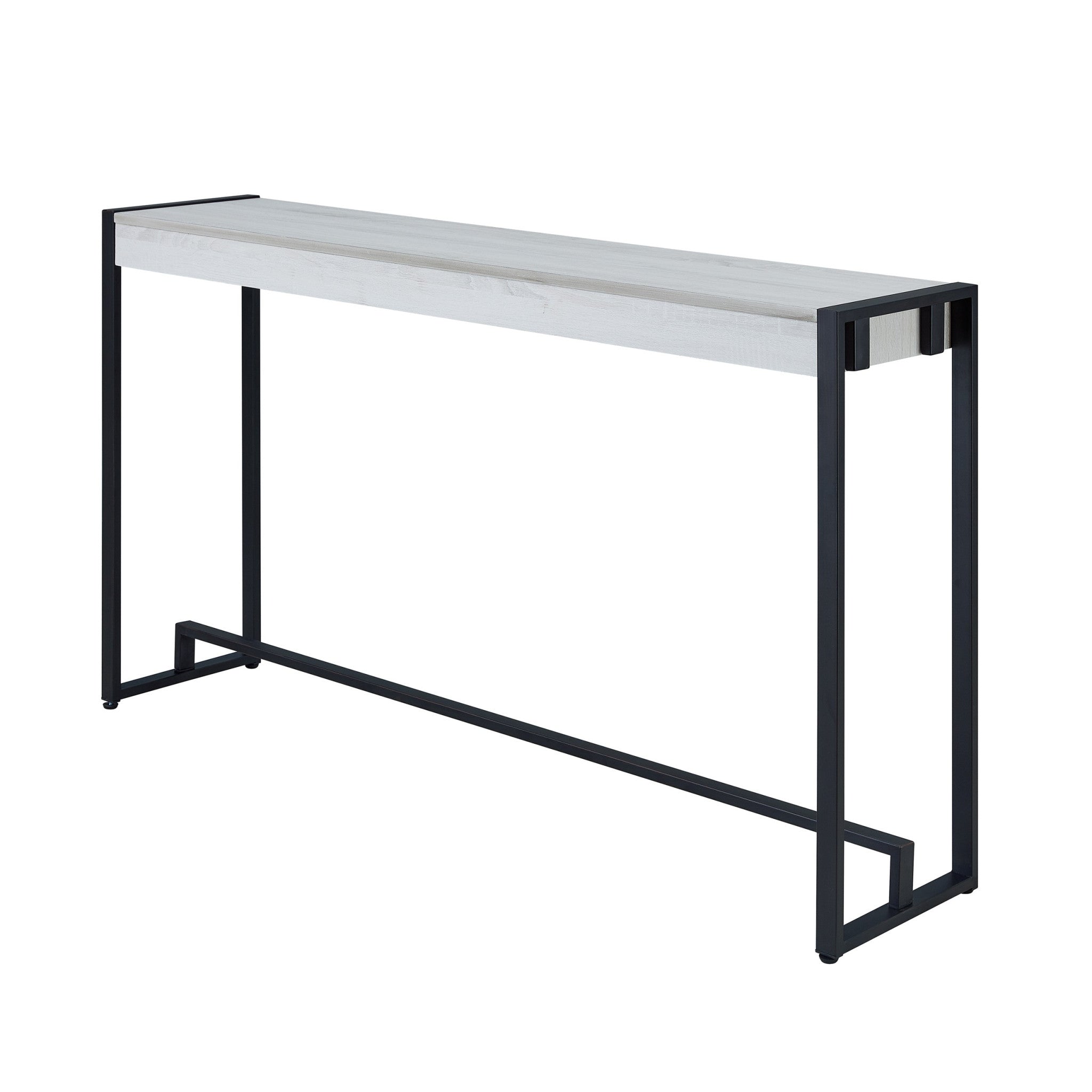 54" White and Black Distressed Sled Console Table-2
