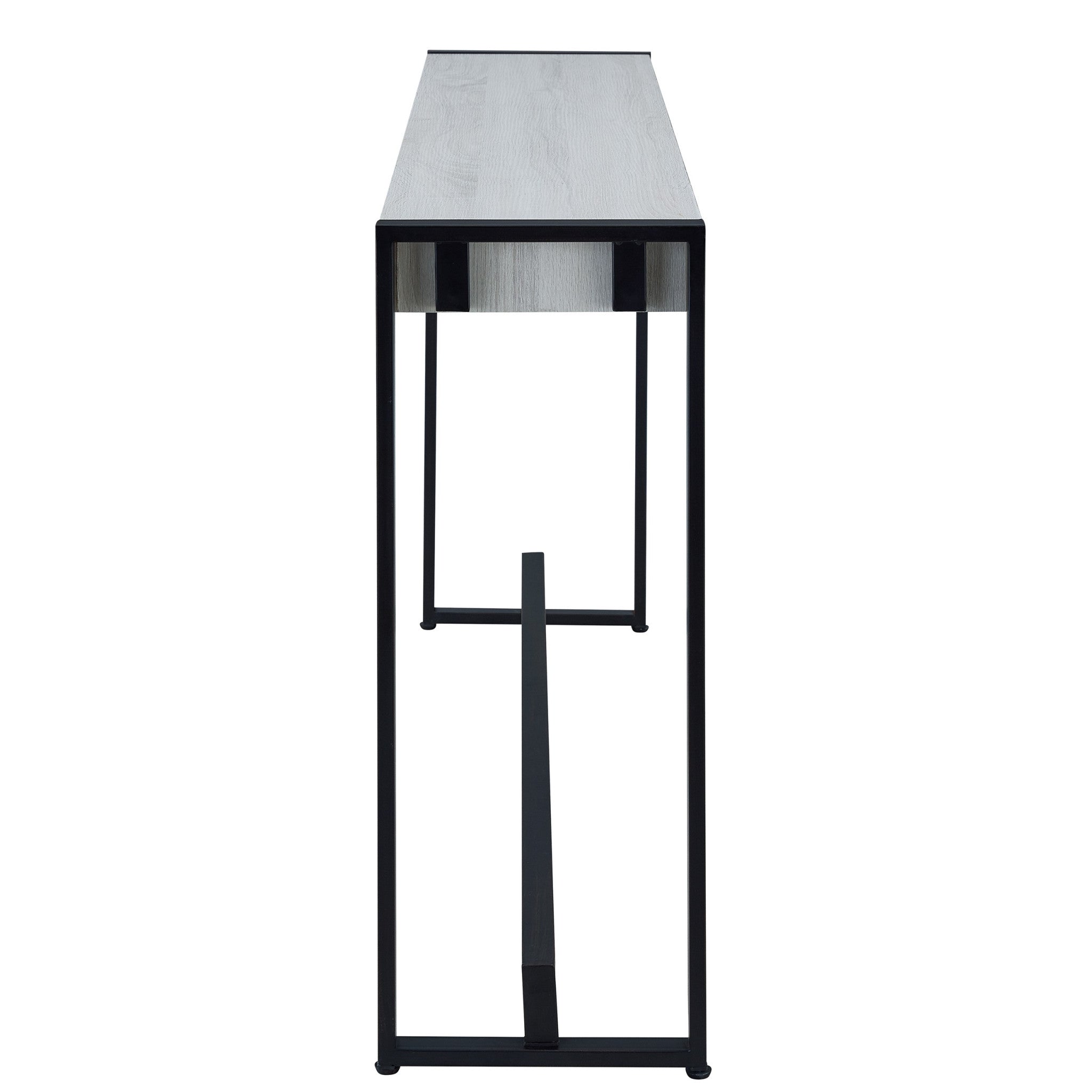 54" White and Black Distressed Sled Console Table-3