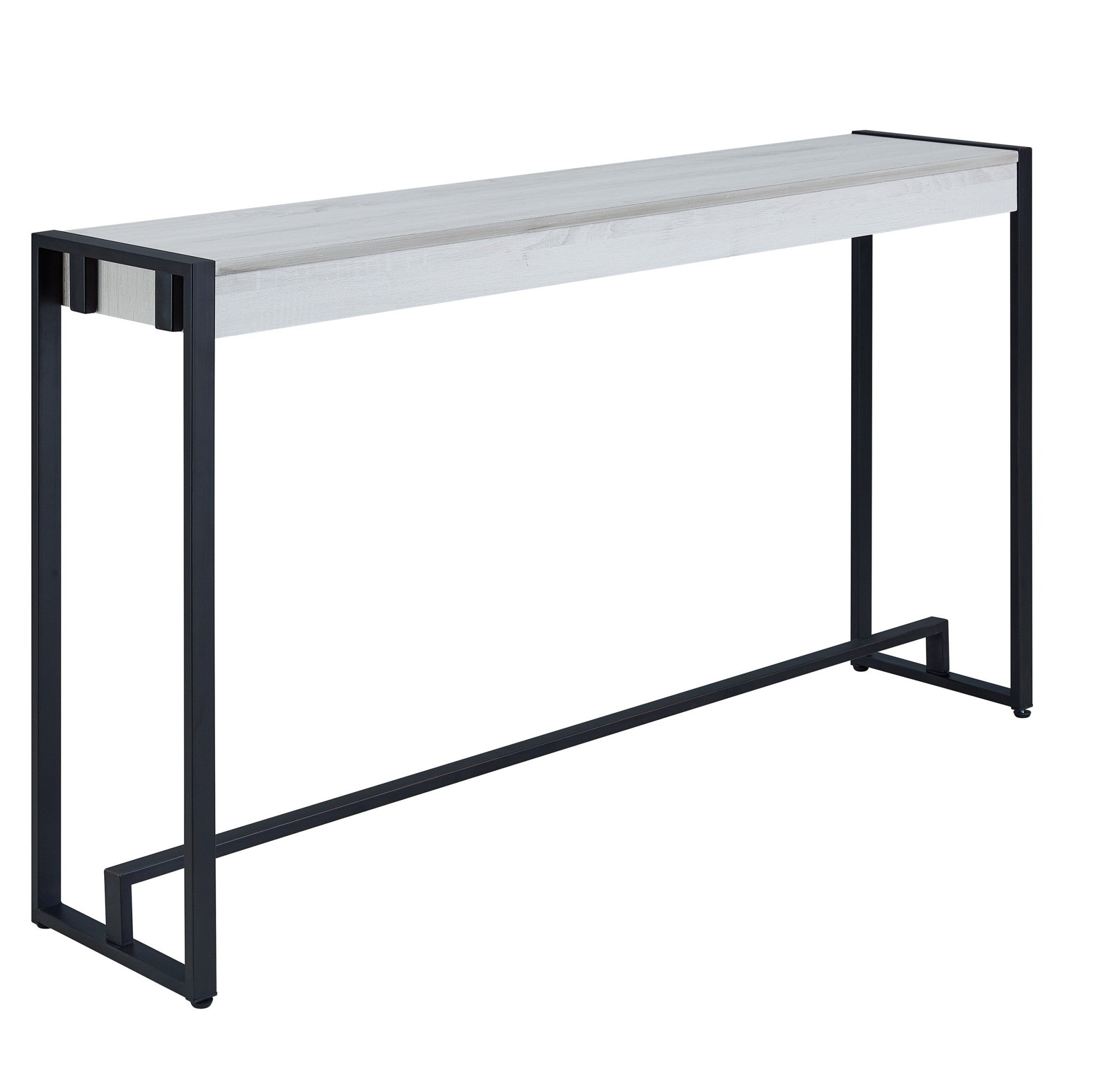 54" White and Black Distressed Sled Console Table-4