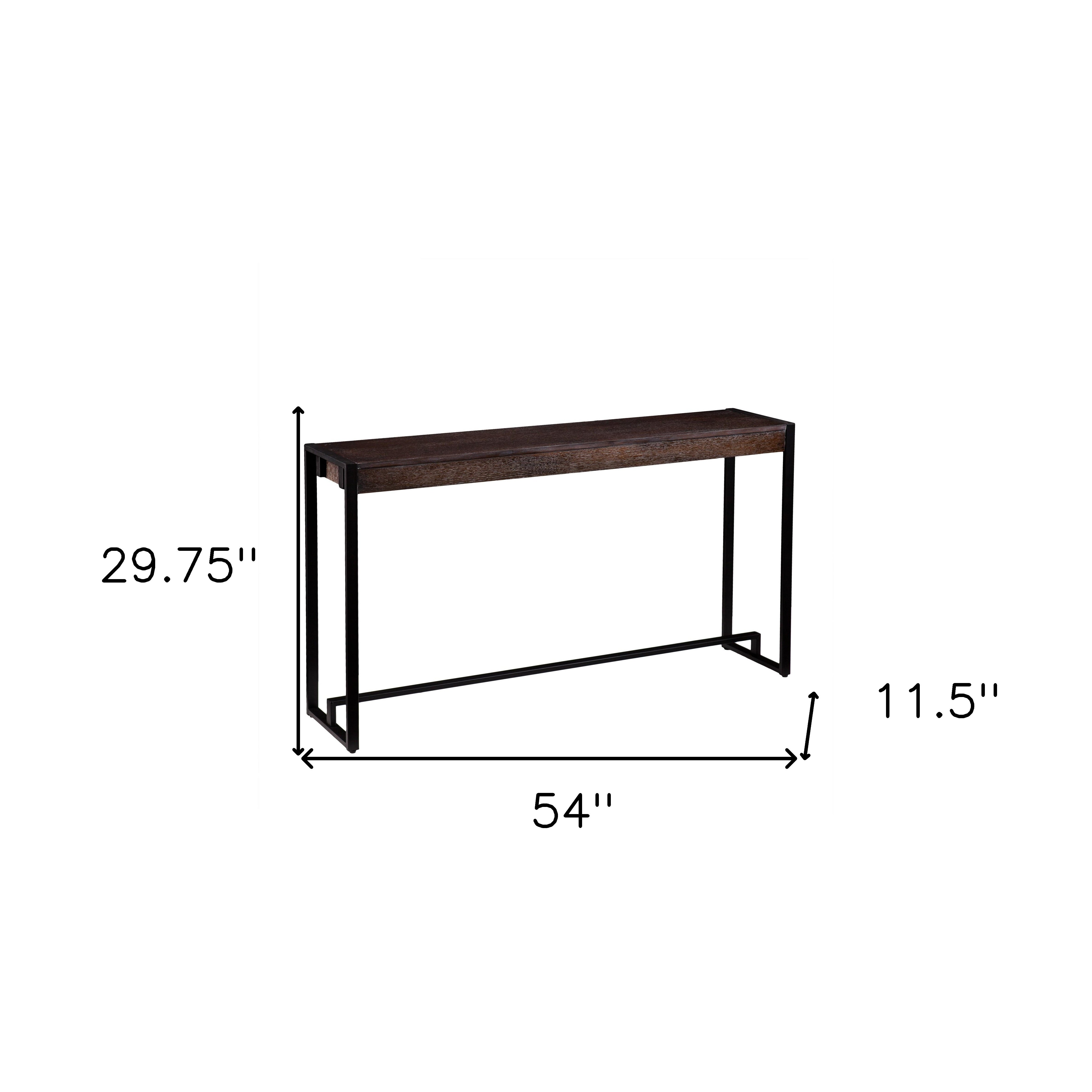 54" Brown and Black Sled Console Table-6