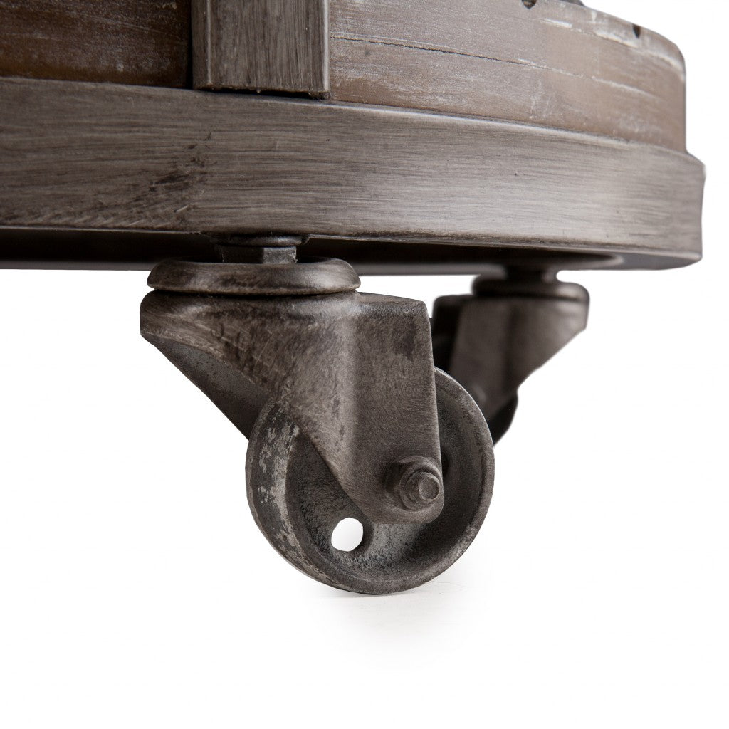 24" Brown Manufactured Wood And Iron Round End Table With Shelf-3