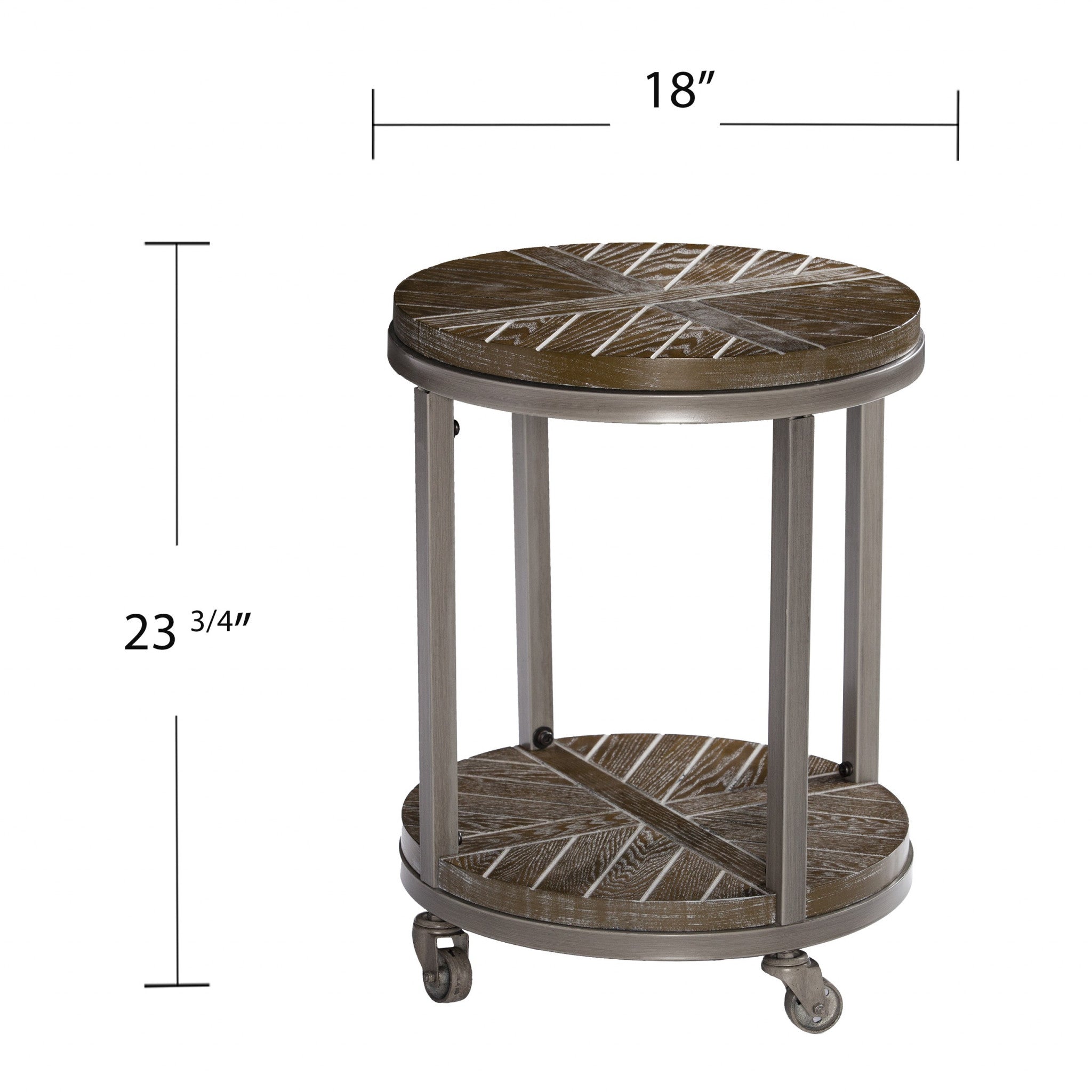 24" Brown Manufactured Wood And Iron Round End Table With Shelf-6