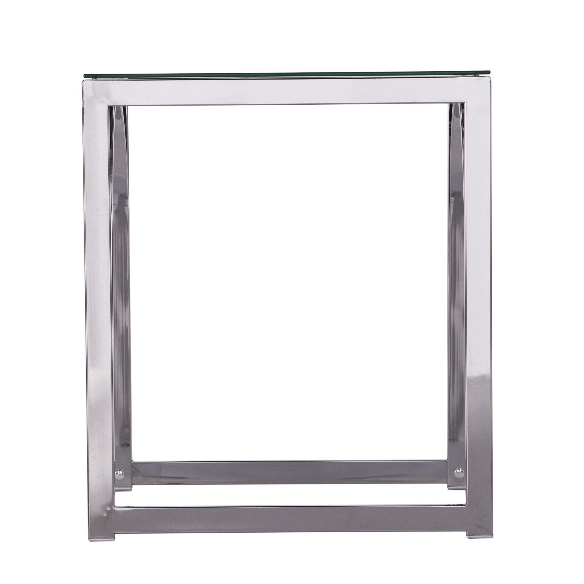 22" Chrome Glass And Iron Square End Table-2