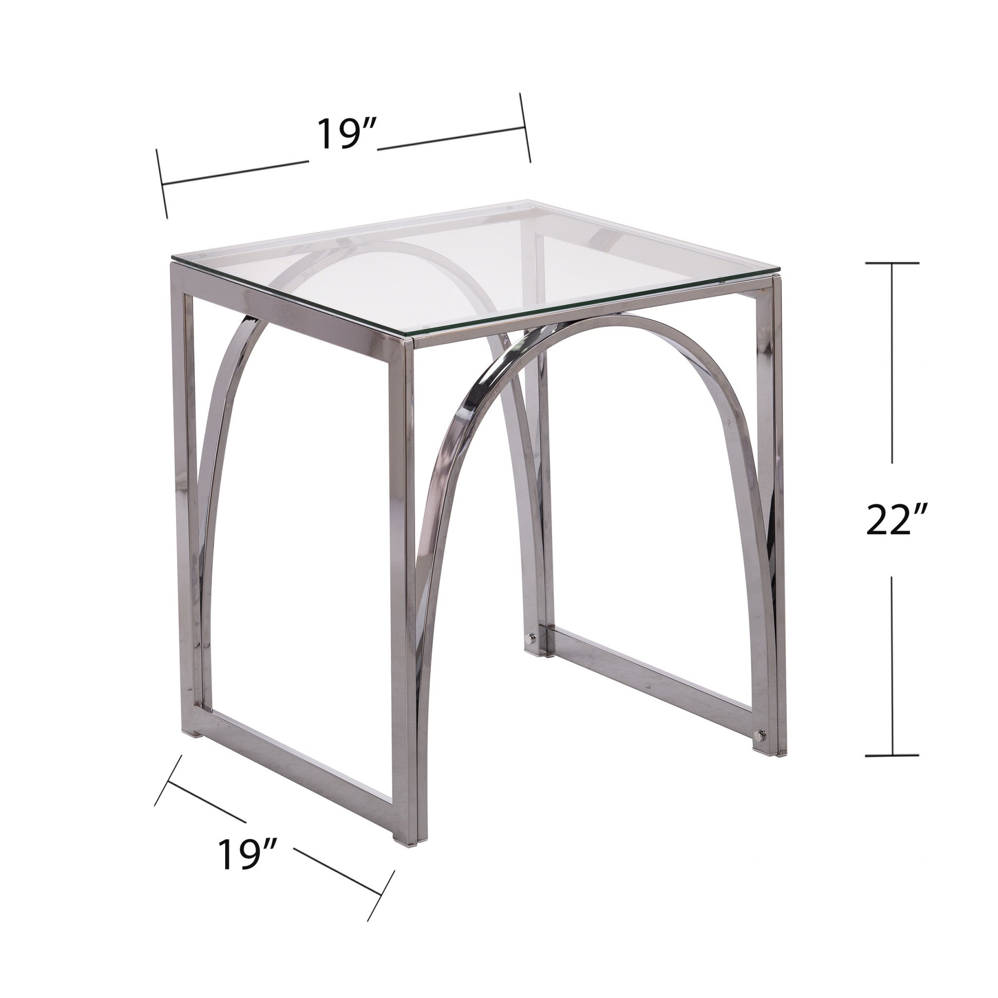 22" Chrome Glass And Iron Square End Table-7