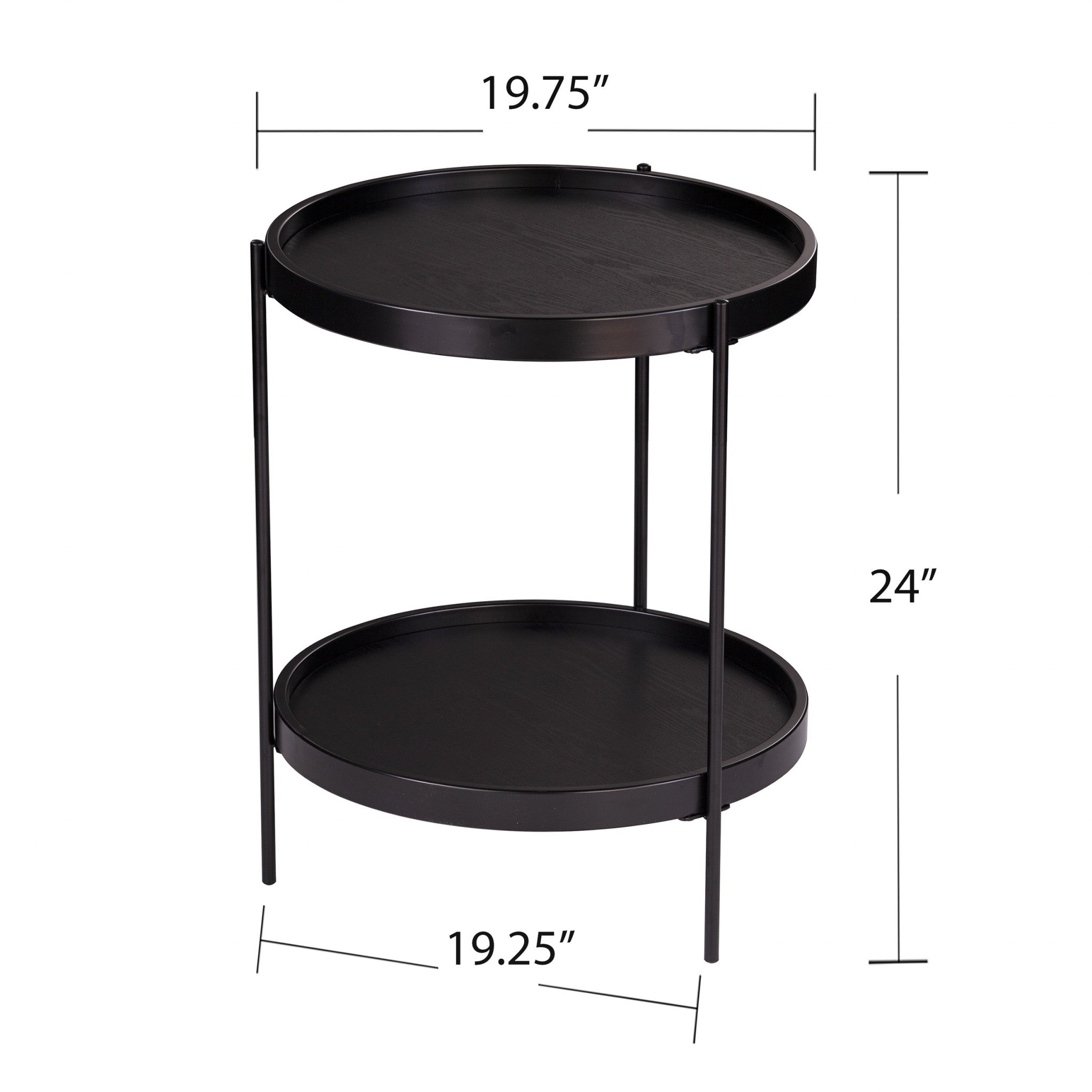 24" Black Manufactured Wood And Iron Round End Table With Shelf-6