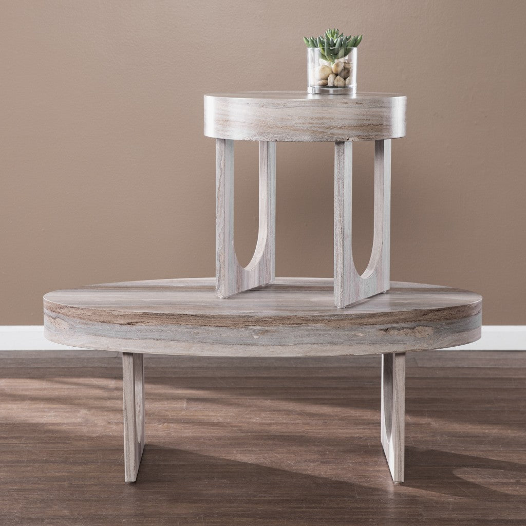 20" Brown Manufactured Wood Round End Table-7