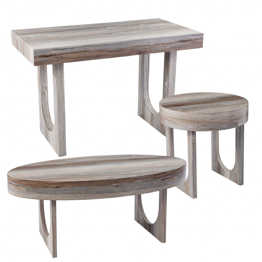 20" Brown Manufactured Wood Round End Table-4