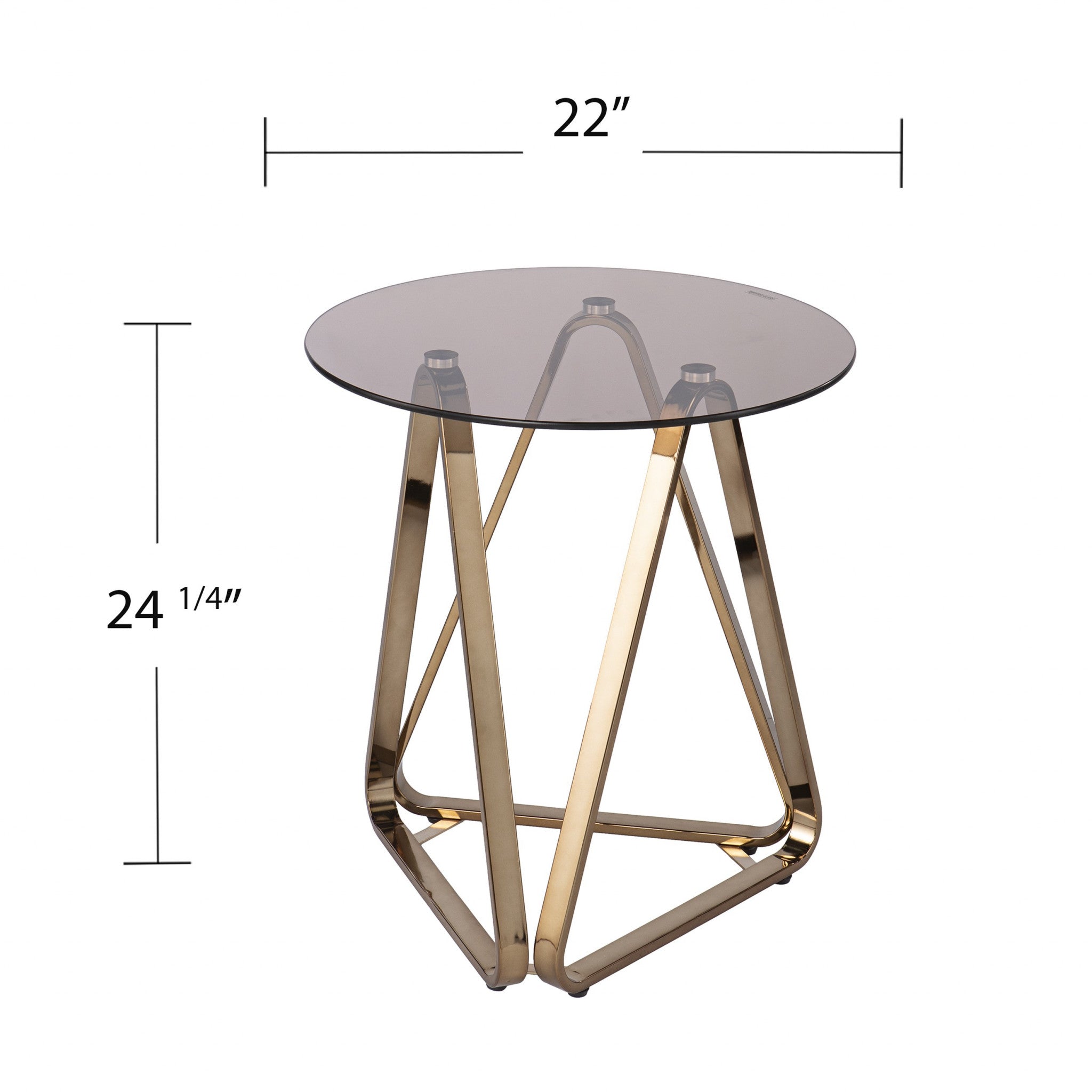 24" Champagne Glass And Iron Round End Table-7
