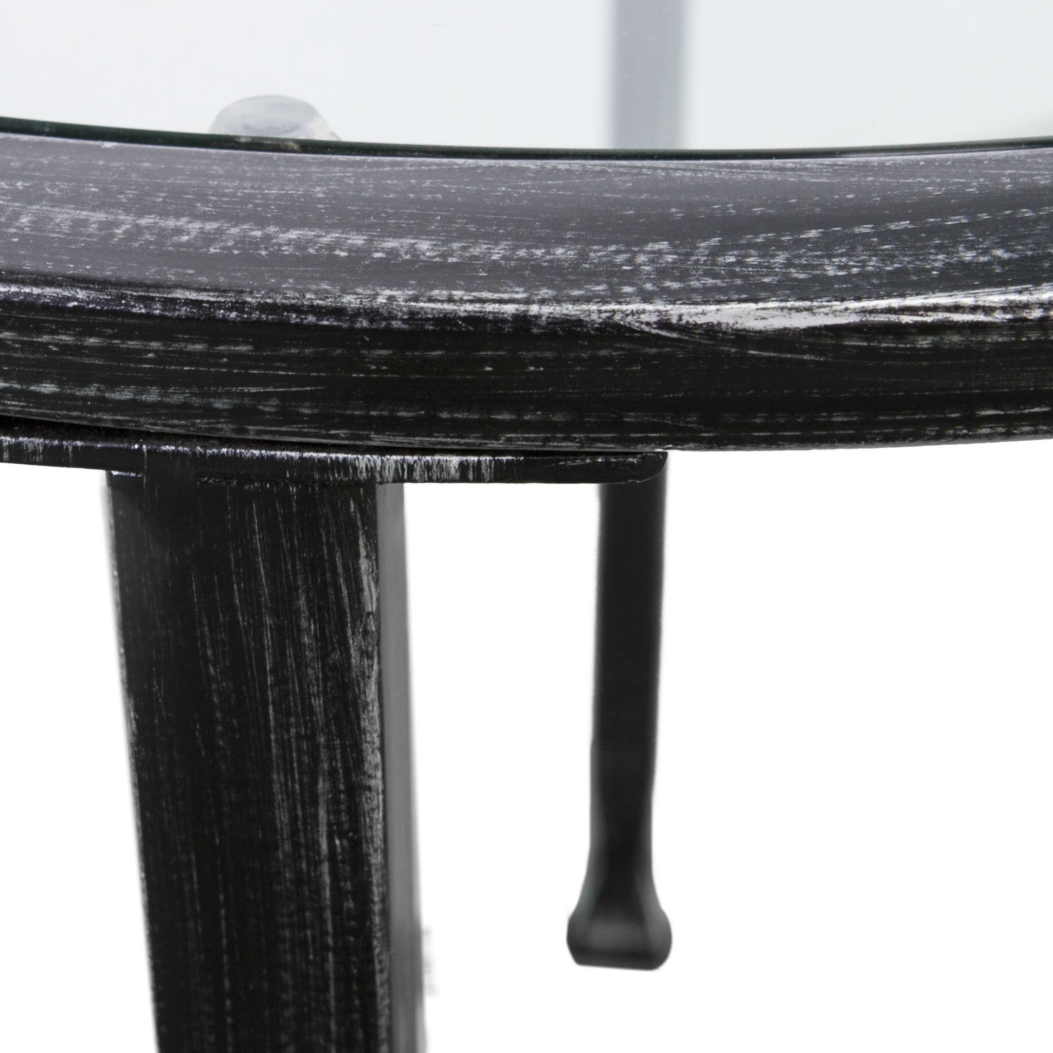 24" Black Glass And Iron Round End Table-7