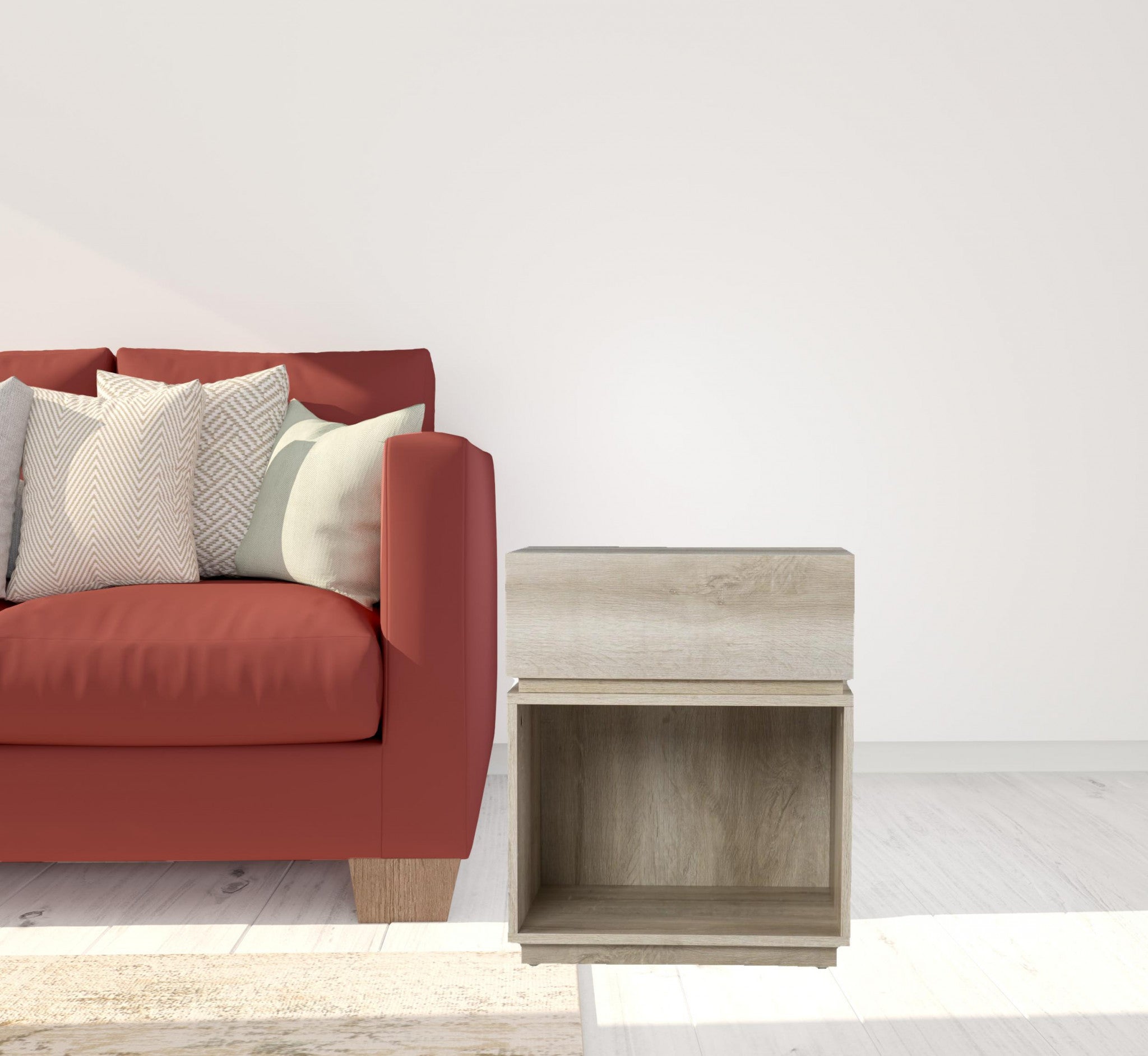 24" Brown Manufactured Wood Rectangular End Table With Drawer With Shelf-6