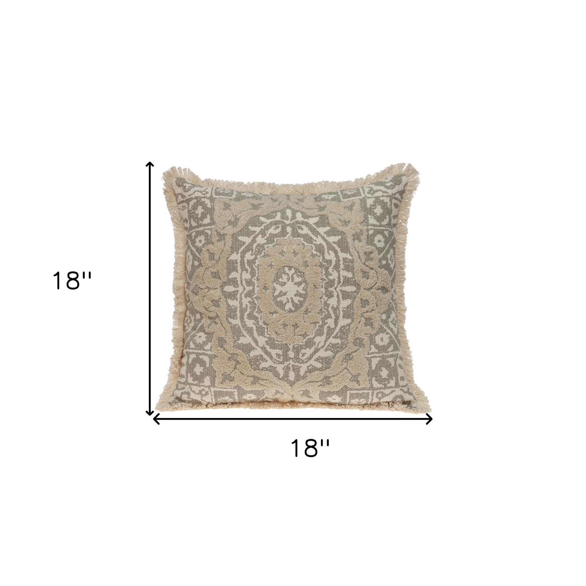 Boho Garland Beige and Khaki Decorative Accent Pillow-2