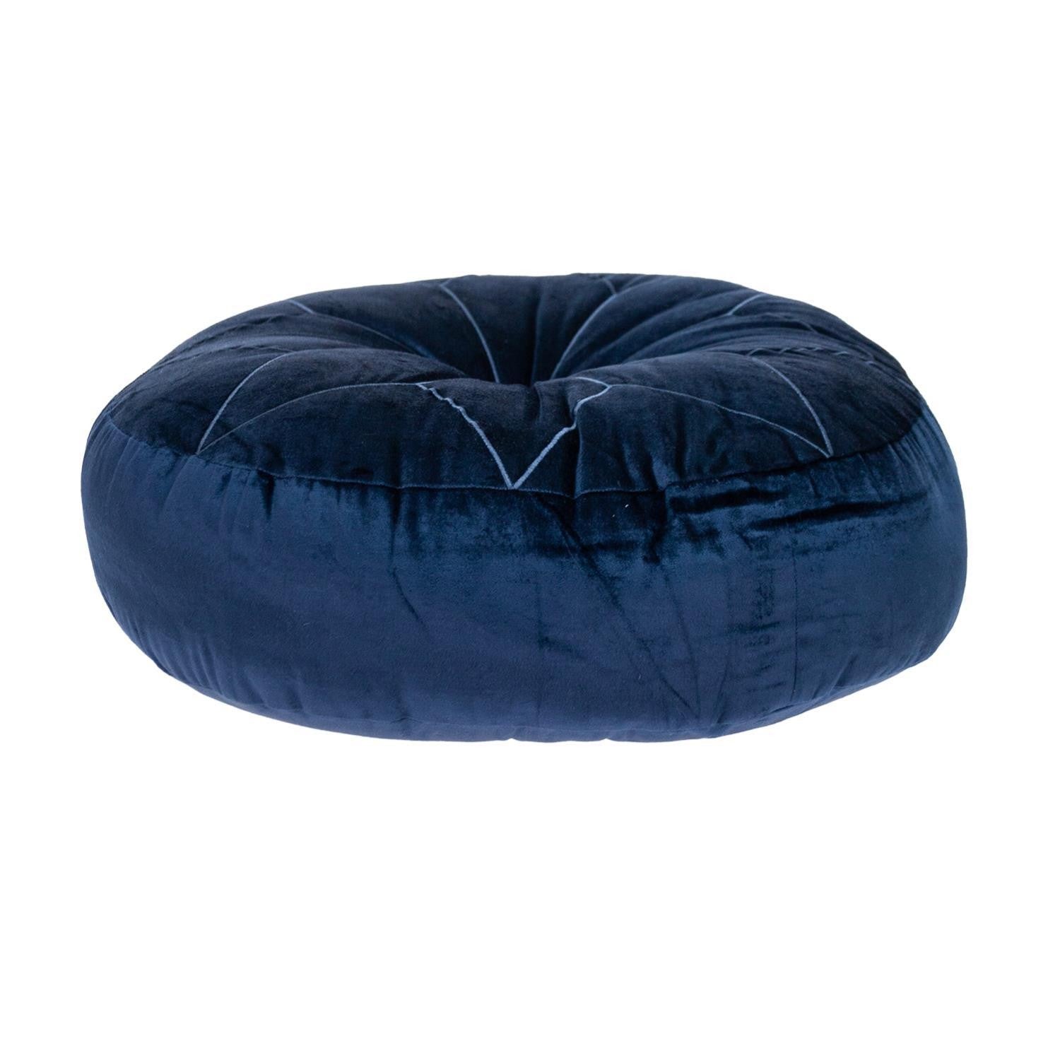 20" X 20" Navy Blue Round Throw Pillow-4