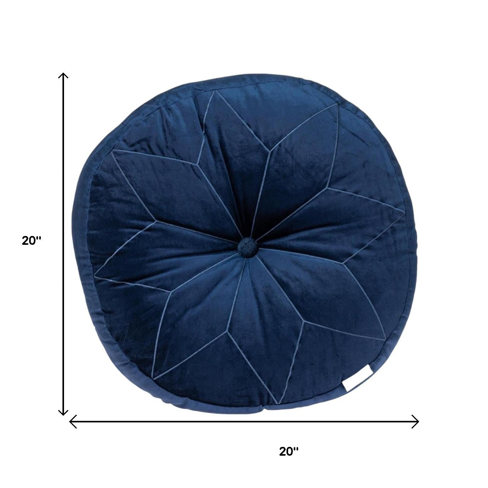 20" X 20" Navy Blue Round Throw Pillow-8