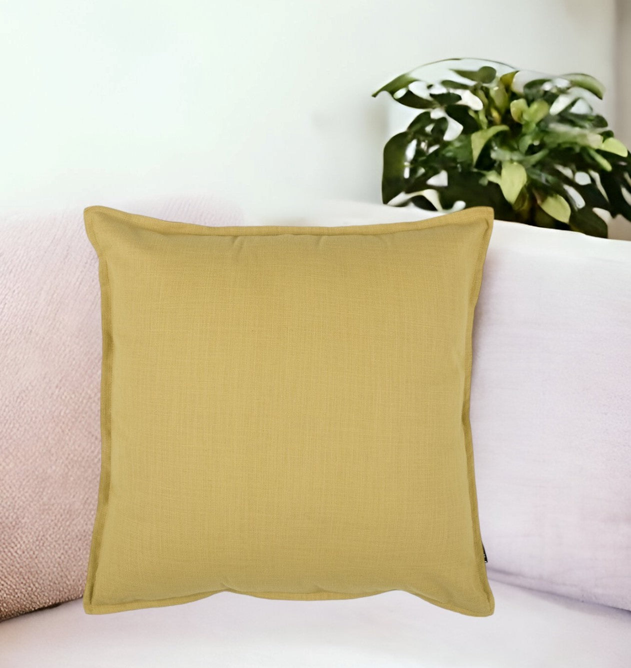 20" Tan Cotton Throw Pillow-1