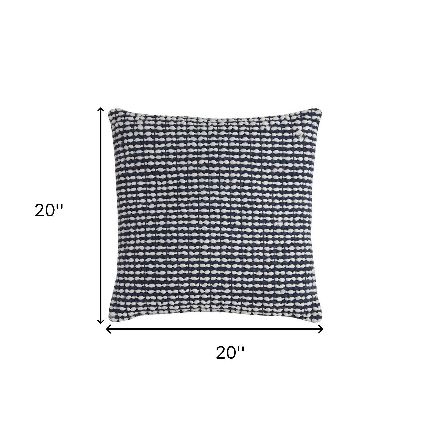20" X 20" Blue and White Weave Cotton Zippered Pillow-3