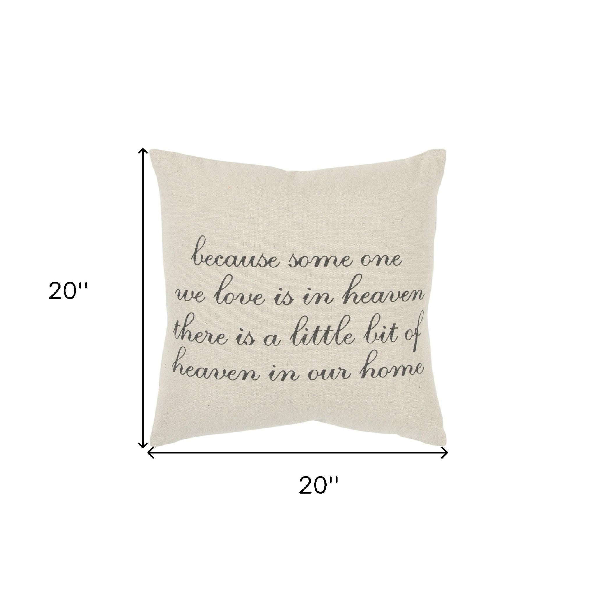 20" Natural and Gray Heaven In Our Home Cotton Throw Pillow-6