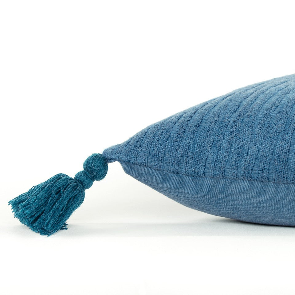 Teal Solid Tonal Abstract Stripe Throw Pillow-3