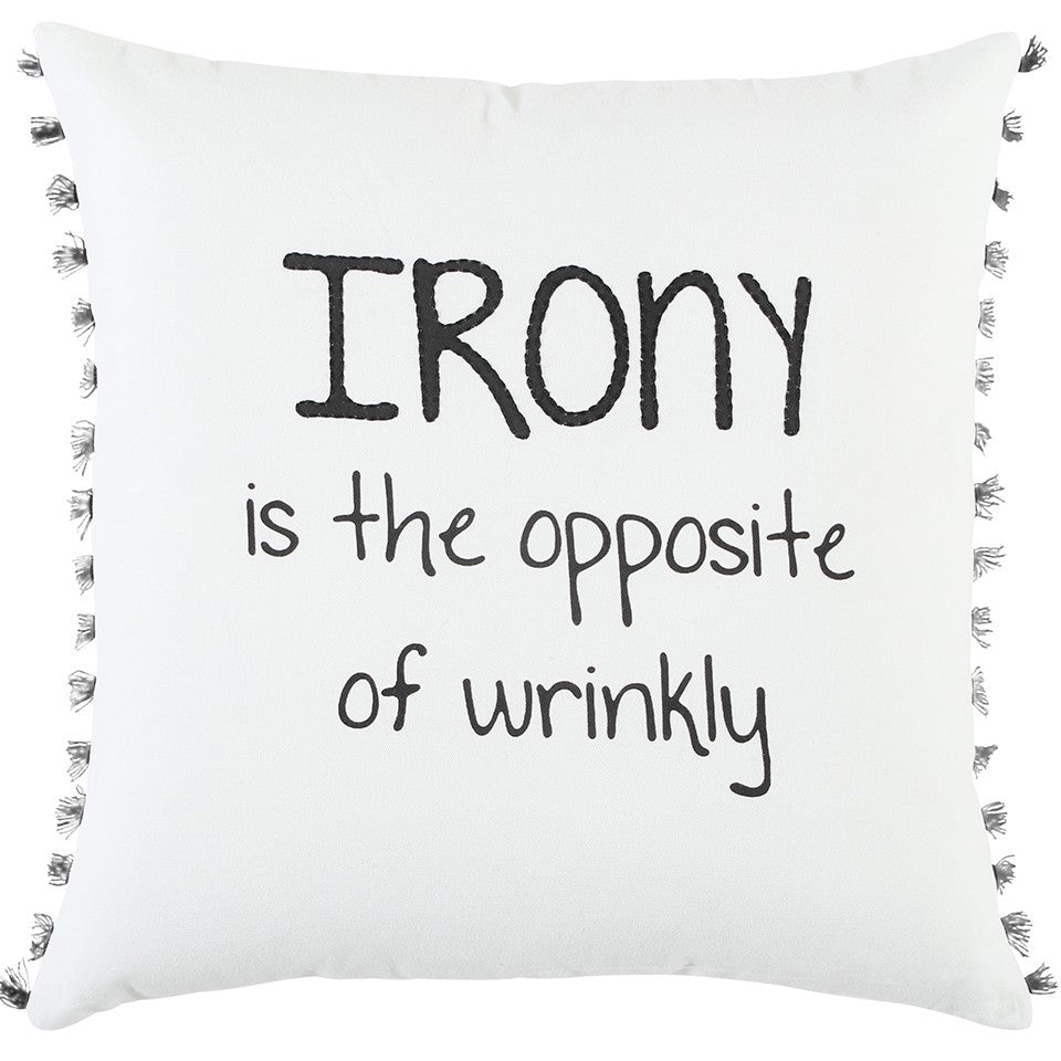 Black and White Irony Fun Message Throw Pillow-0