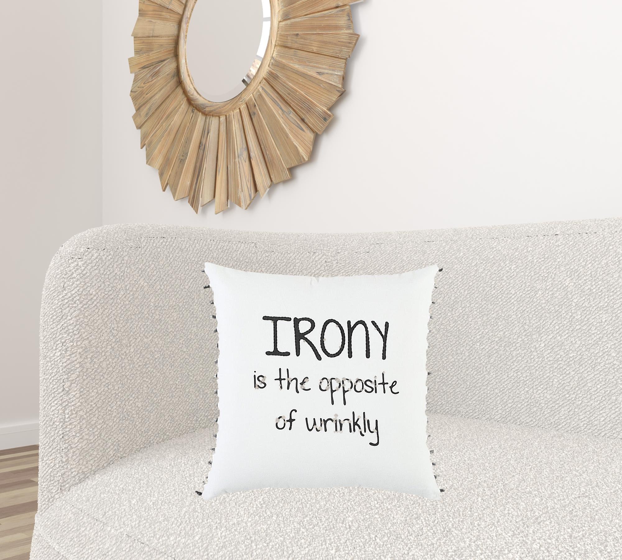 Black and White Irony Fun Message Throw Pillow-1