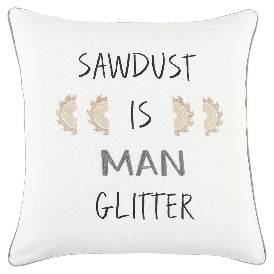 White Sawdust Is Man Glitter Throw Pillow-0