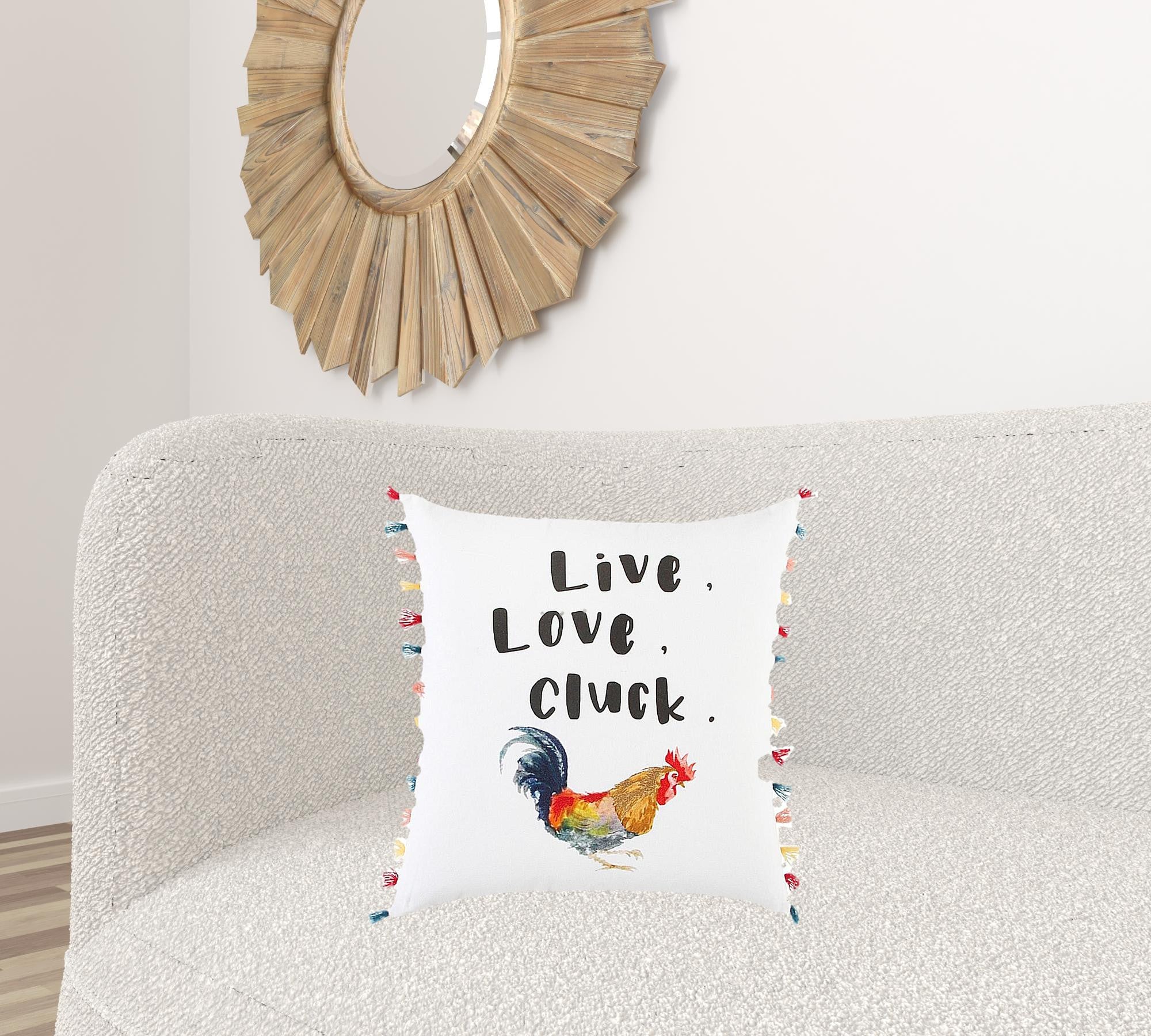 White Chicken Love Modern Throw Pillow-1