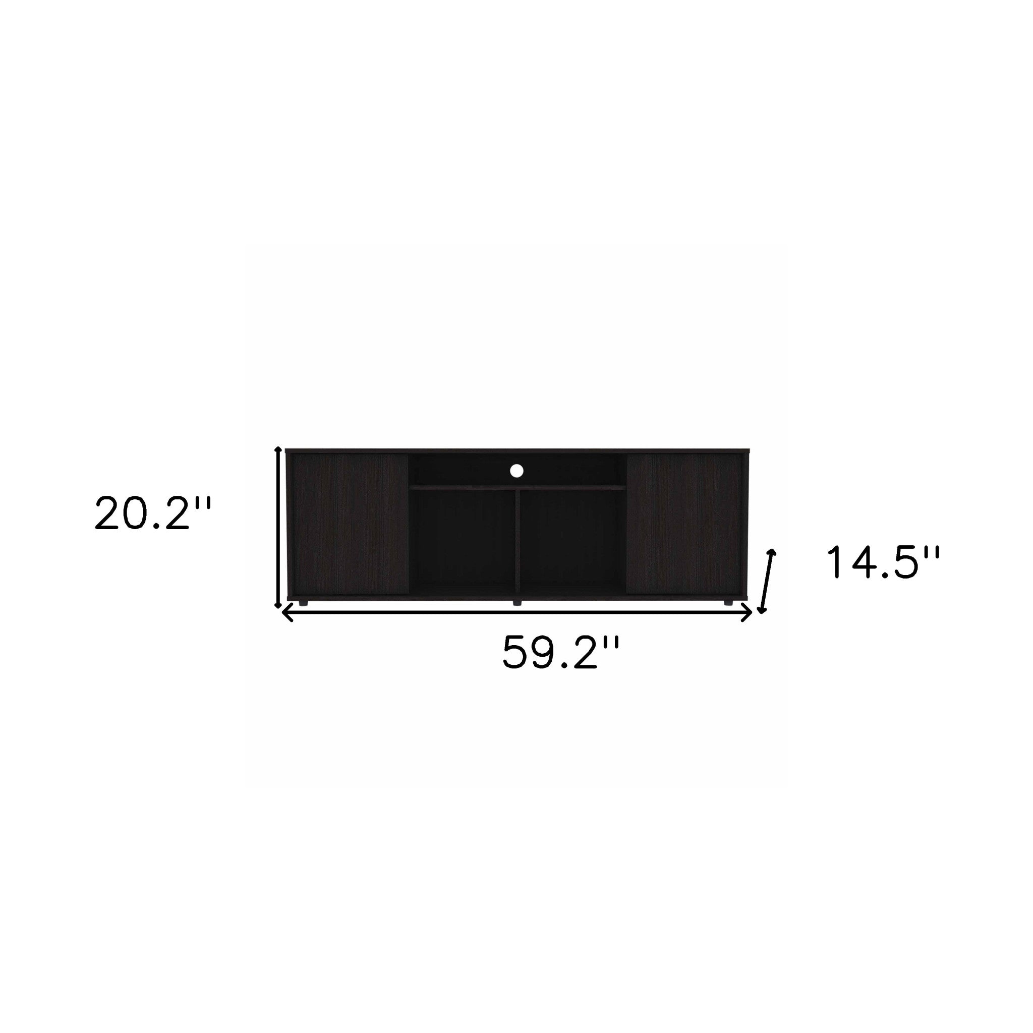 59" Black Open shelving TV Stand-5