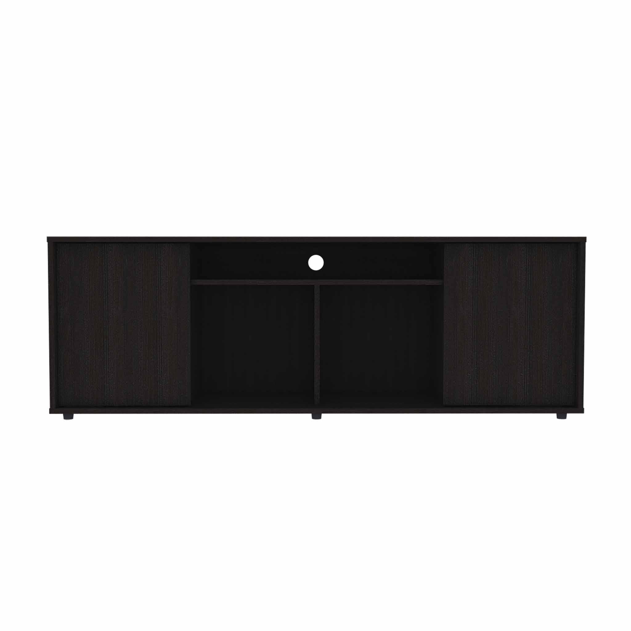 59" Black Open shelving TV Stand-2