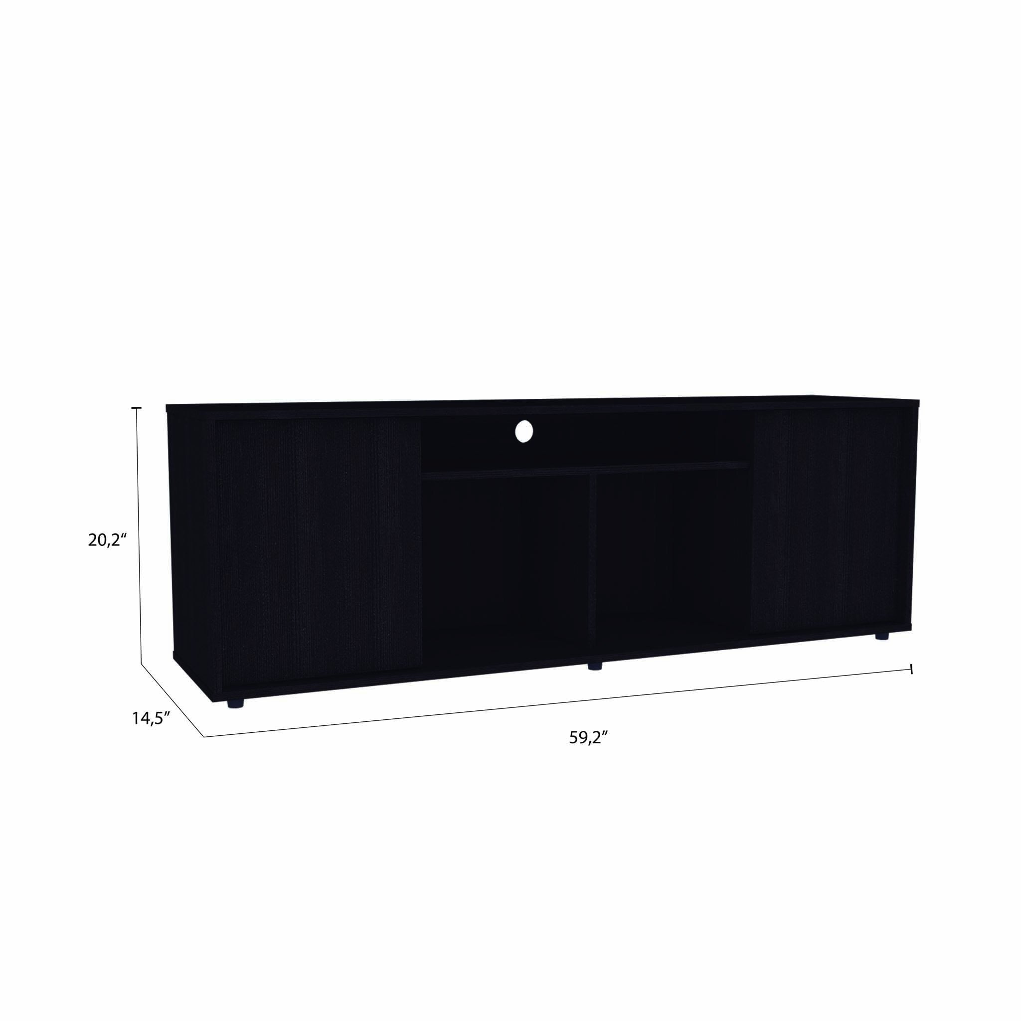 59" Black Open shelving TV Stand-6