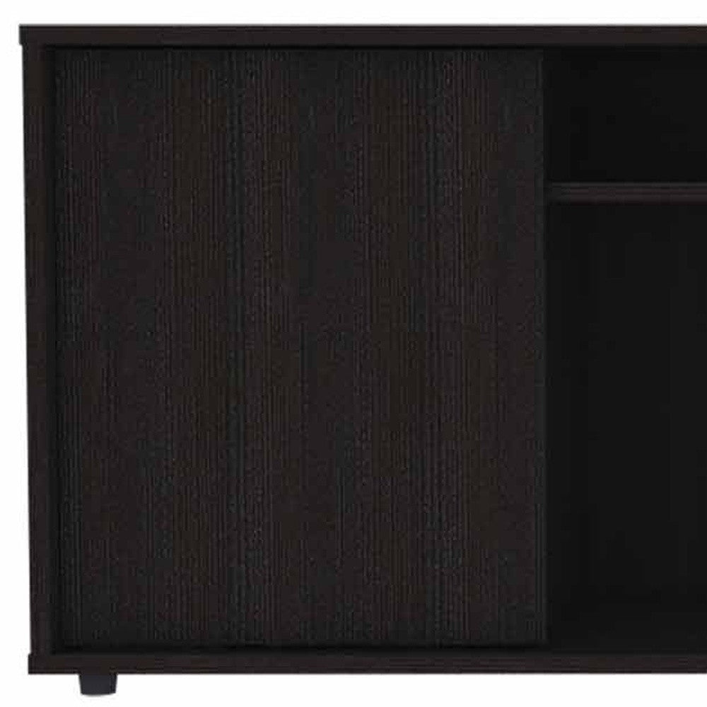 59" Black Open shelving TV Stand-4