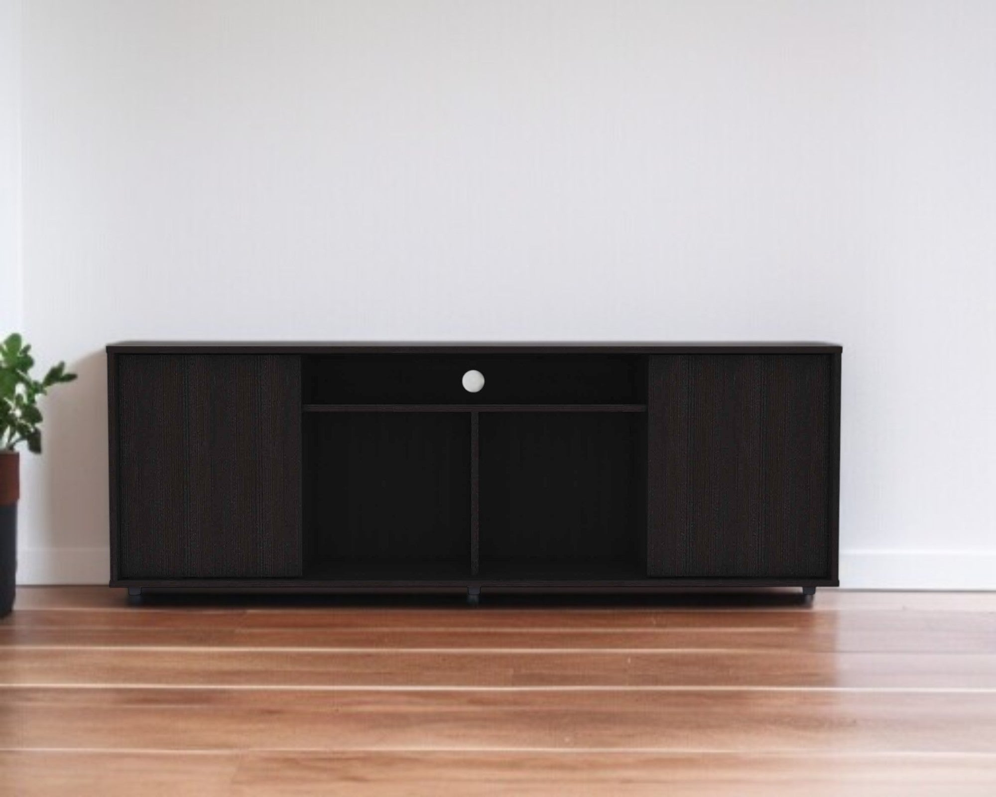 59" Black Open shelving TV Stand-0