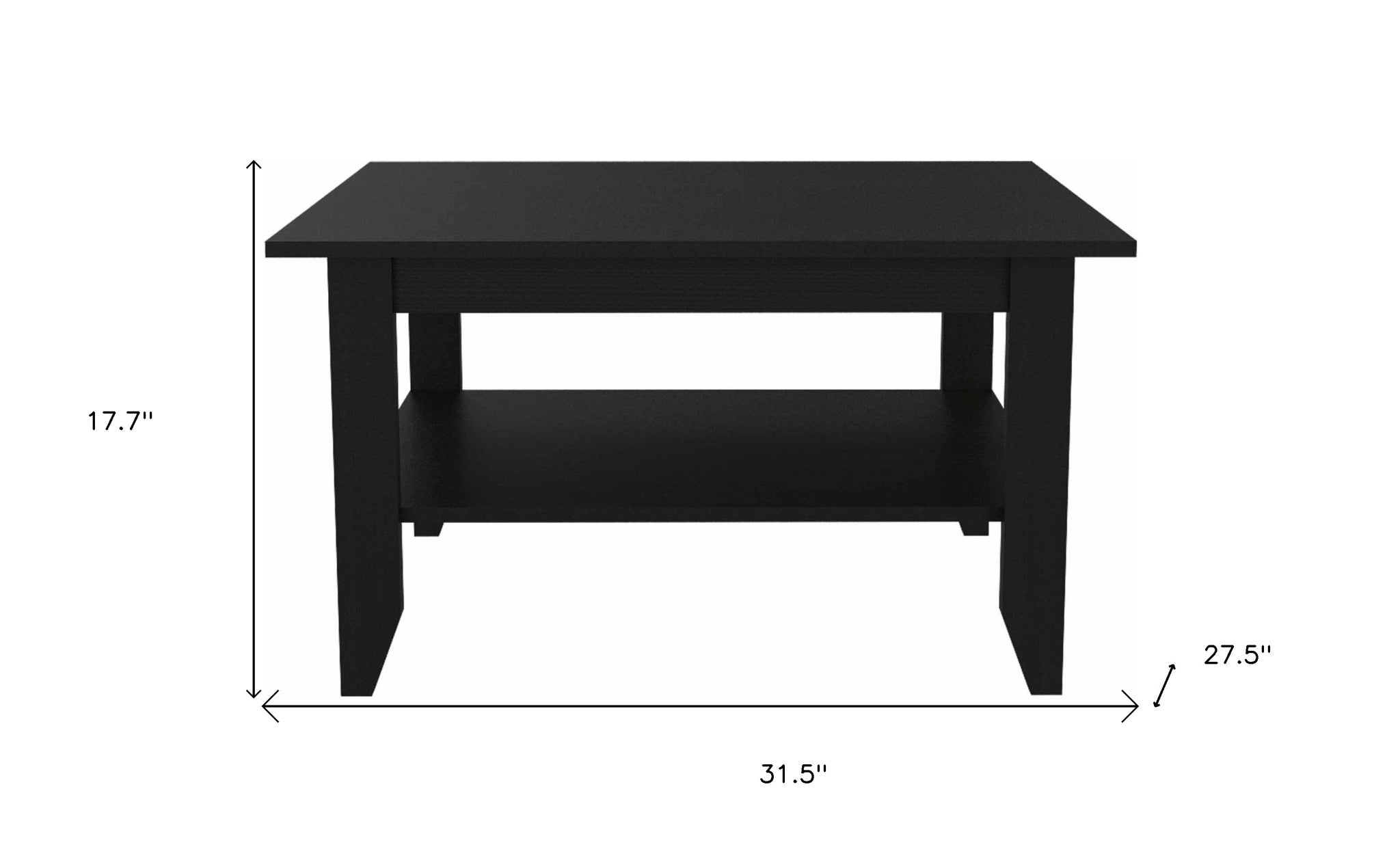 32" Black Coffee Table With Shelf-8