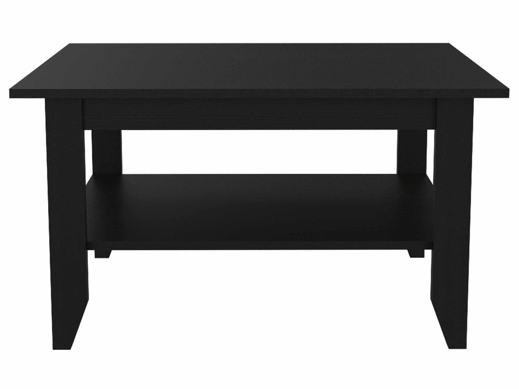 32" Black Coffee Table With Shelf-0