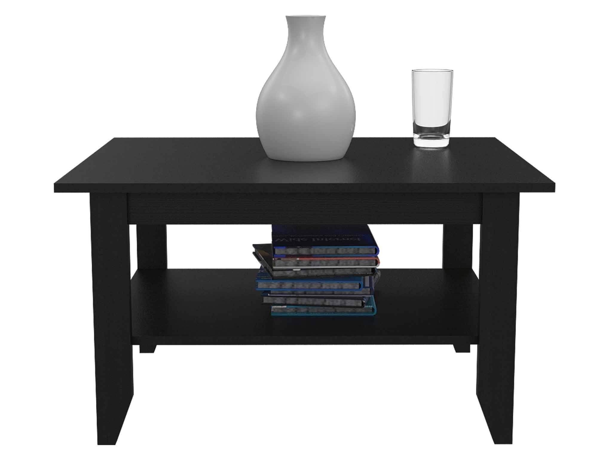 32" Black Coffee Table With Shelf-3