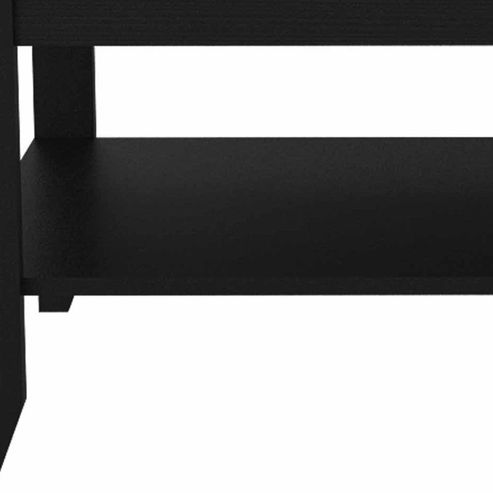 32" Black Coffee Table With Shelf-5